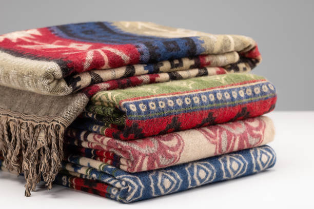 istock Sets of scarves with geometric patterns, Indian pattern. Goods for trade. 2007374280