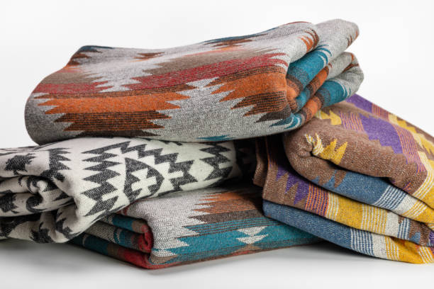warm woolen, ethnic blankets, stoles, scarves. - russian culture scarf textile shawl photos et images de collection