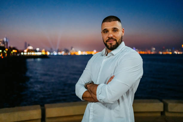 Portrait of a young man in Kuwait City In Kuwait at night