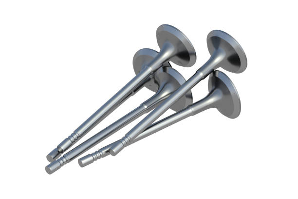 Heap of engine valves isolated on white background. 3d render