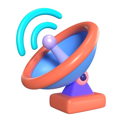 This is a Satellite Dish 3D Render Illustration Icon. High-resolution JPG file isolated on a white background.