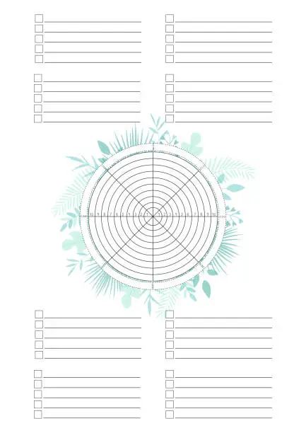 Vector illustration of Empty Wheel of Life - diagram with blank lines to fill.