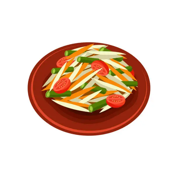 Vector illustration of Som Tam papaya salad Thai food vector illustration