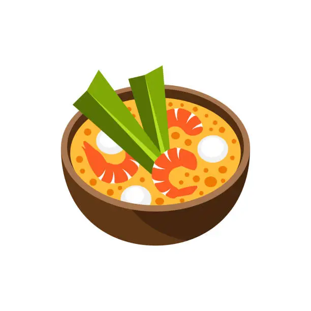 Vector illustration of Tom Yum Kung Thai soup vector illustration