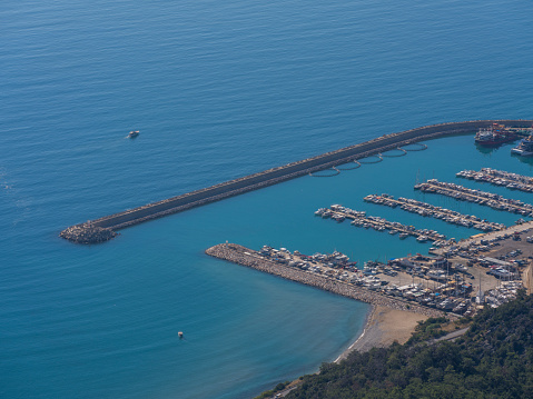 Antalya marina and sea view. High view of the harbor