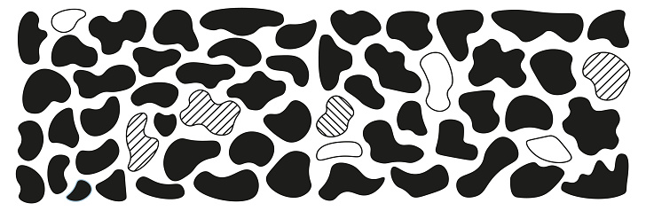 Random blob shapes. Organic blobs set. Rounded abstract organic shapes collection. Shapes of cube, pebble, inkblot, amoeba, drops and stone silhouettes.