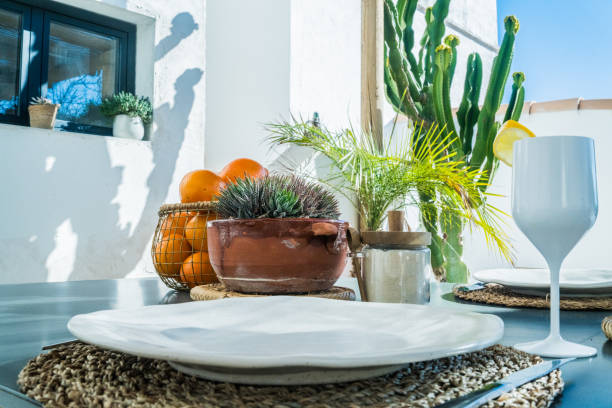 istock A set table - ready for dinner in the home garden. 2007550308