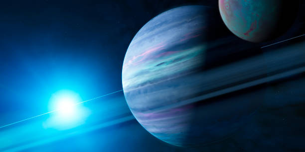 istock Saturn rings and moons, exoplanet with rings 2007564002