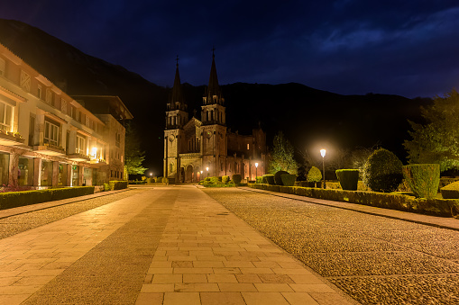 The Covadonga catedral in the night