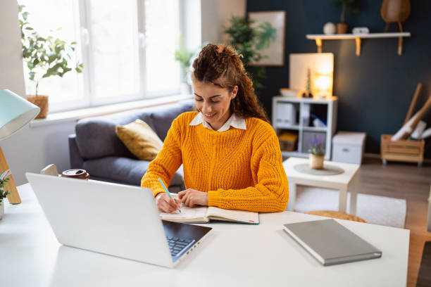 istock Female freelancer working from home office on the laptop 2007594503