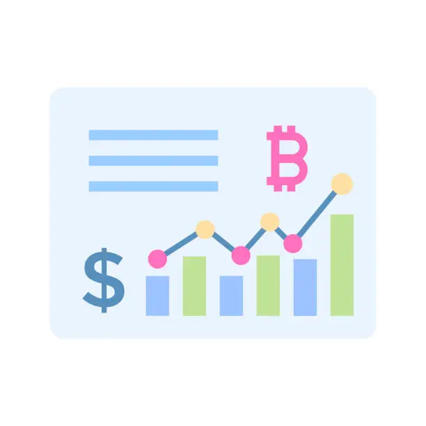 Vector illustration of Business analysis, bitcoin chart, cryptocurrency market analysis vector design.