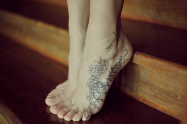Free Stock Photo of Tattooed female feet on steep staircase | Download ...
