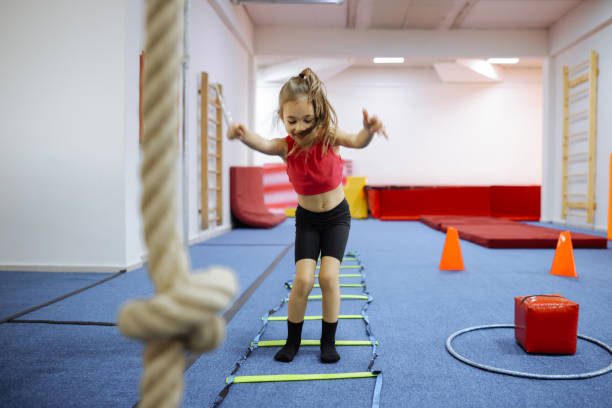 istock Happy girl during corrective gymnastics 2007599767