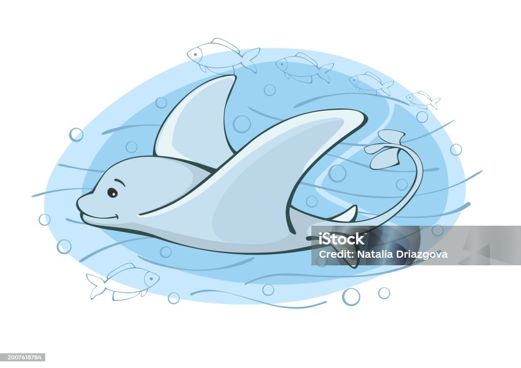 Maltarraya Animado Ilustración de Mantarrayas Pez De Mar Ilustración Vectorial En Estilo ...