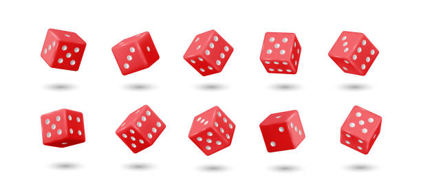 istock Flying red dices of casino realistic vector illustration set 2007636161