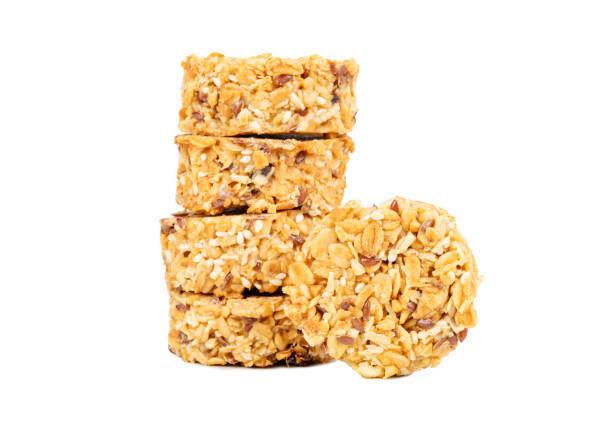 stack of granola isolate cookies - oat oatmeal isolated stack foto e immagini stock