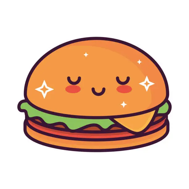 Vector illustration of kawaii burger fast food