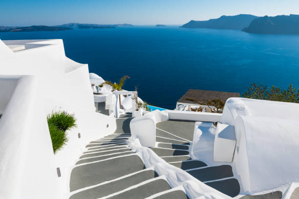 istock White architecture in Santorini island, Greece. Luxury hotel with sea view. 2007676004