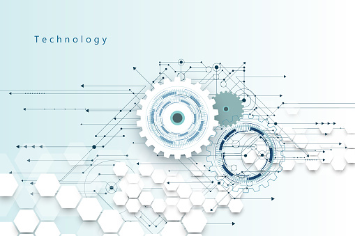 Abstract digital technology hi tech futuristic grey white background, cyber information communication, innovation future tech data, internet network connection, Ai big data lines dots, circuit vector stock illustration