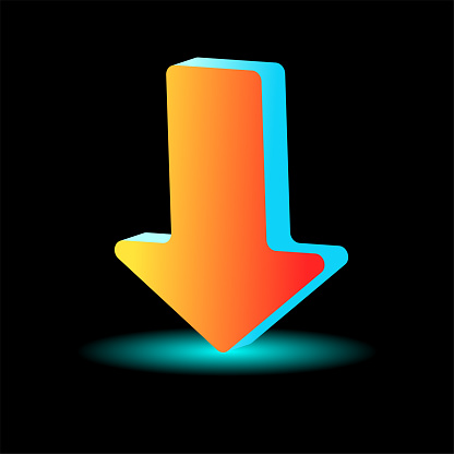 3D Modern Download Icon Sign Symbol Design Vector