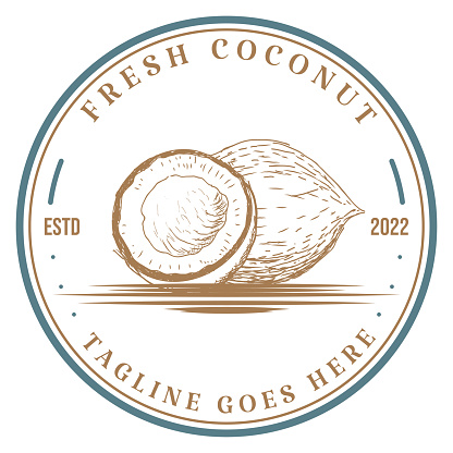 Vintage Retro Old Coconut Badge Emblem Label for Coconut Milk Product Design Vector