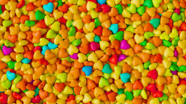 istock Many polygonal colorful hearts background, top view. Valentines day concept. 3d render illustration 2007708069