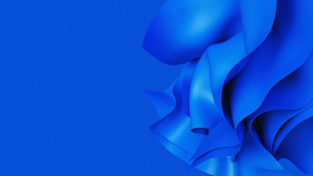 istock Abstract wavy blue tender fabric motion in wind. Satin cloth soft crumple. 3d render illustration 2007708608