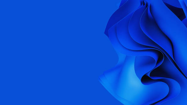 istock Abstract wavy blue tender fabric motion in wind. Satin cloth soft crumple. 3d render illustration 2007708610