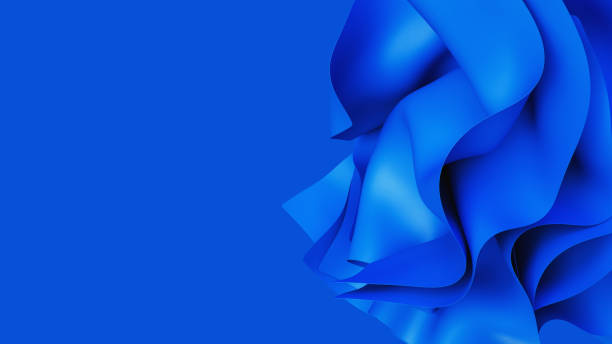 istock Abstract wavy blue tender fabric motion in wind. Satin cloth soft crumple. 3d render illustration 2007708611