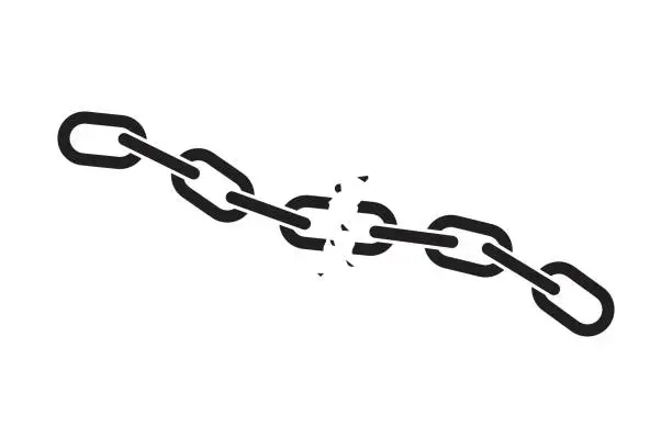 Vector illustration of Illustration of a black broken chain on a white background.