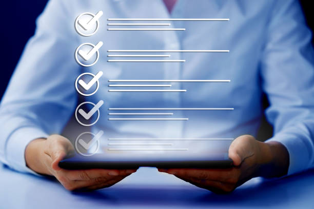 istock Survey form, check marks on checklist, document control, filling online form and answering questions, business project concept. 2007733093