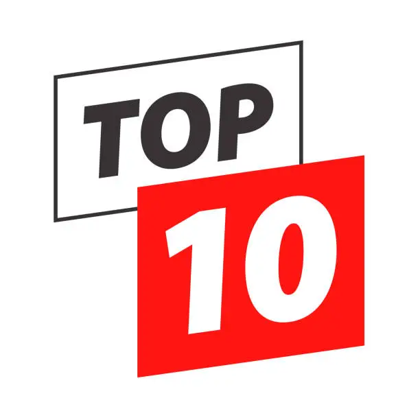 Vector illustration of Top 10 - Banner Template. Isolated on the White Background. Vector Illustration