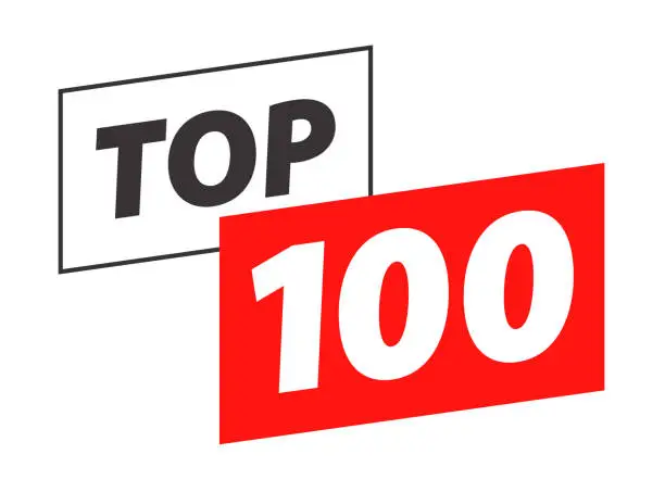 Vector illustration of Top 100 - Banner Template. Isolated on the White Background. Vector Illustration