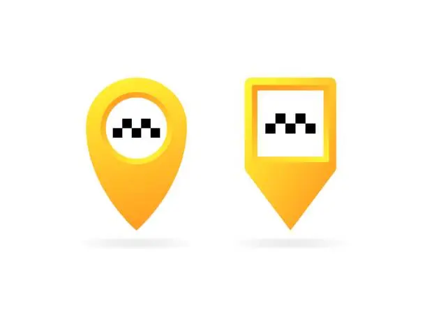 Vector illustration of Taxi location mark. Taxi icons. Flat style. Vector icons