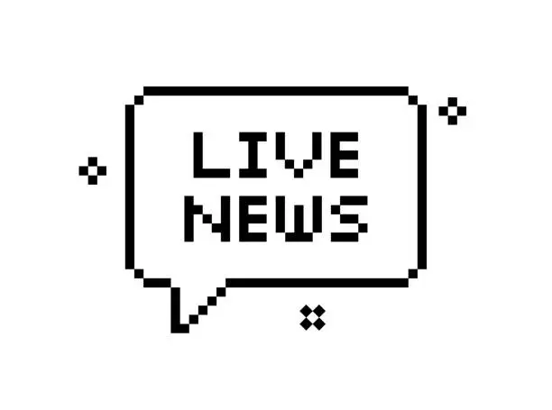 Vector illustration of Live news bubble. Pixel sign. Silhouette style. Vector icons