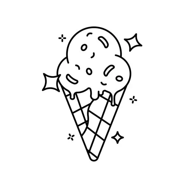 Vector illustration of Ice cream icon. Big ice cream. Outline style. Vector icon