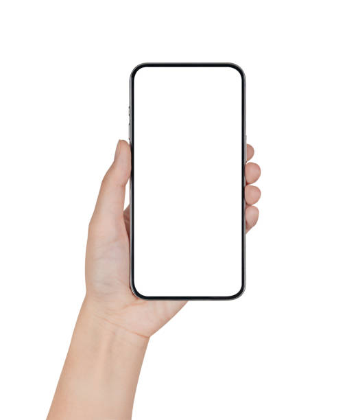 istock Hand holding smartphone with blank screen isolated on white background. 2007781475