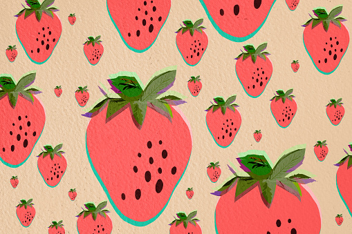 Strawberry fruit seamless pattern