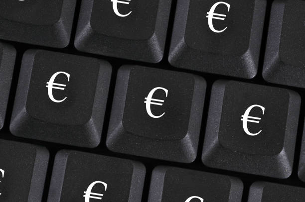 Euro symbol on the keys of a computer keyboard