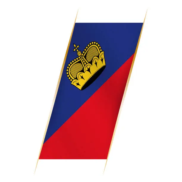 Vector illustration of Liechtenstein flag in the form of a banner with waving effect and shadow.