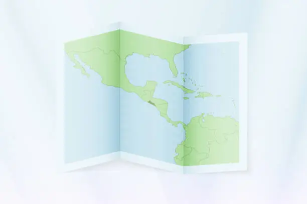 Vector illustration of El Salvador map, folded paper with El Salvador map.