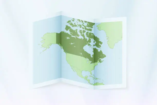 Vector illustration of Canada map, folded paper with Canada map.
