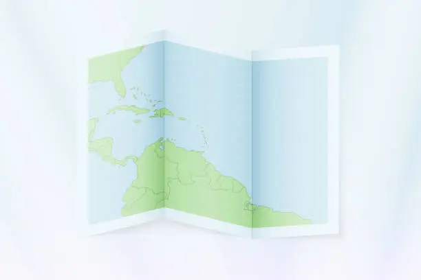 Vector illustration of Barbados map, folded paper with Barbados map.
