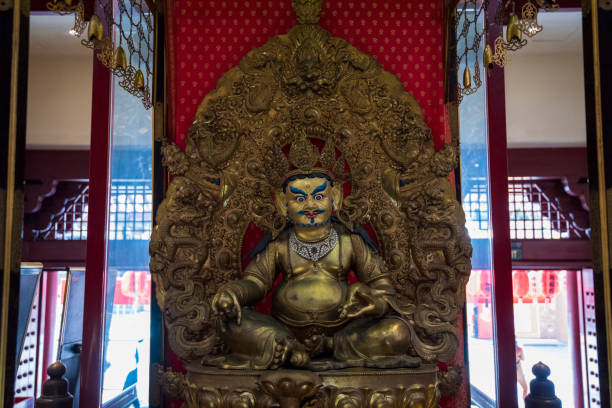Singapore City, Singapore-April 22,2023: Sculpture in The Buddha Tooth Relic Temple complex in the Chinatown district of Singapore.