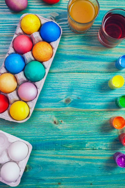 istock Colorful Easter Eggs on the wooden background 2007847493