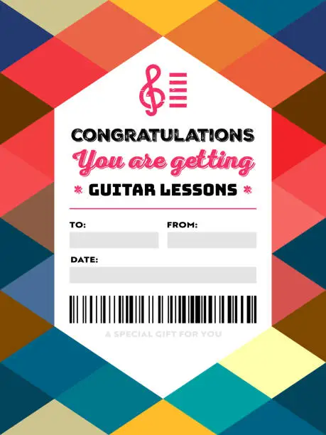 Vector illustration of Stylish Gift Card for Guitar Lessons