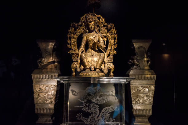 Singapore City, Singapore-April 22,2023: Sculpture in The Buddha Tooth Relic Temple complex in the Chinatown district of Singapore.