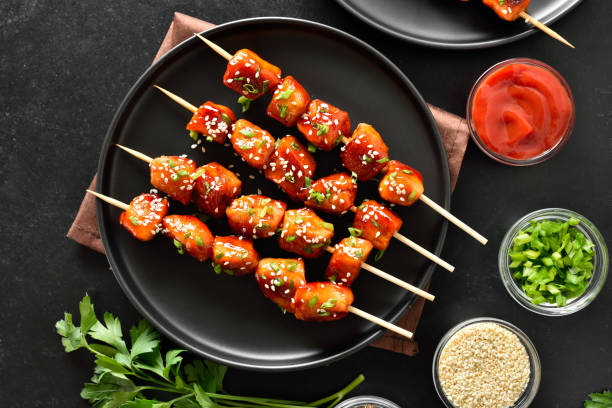 istock Teriyaki chicken skewers on plate 2007904167