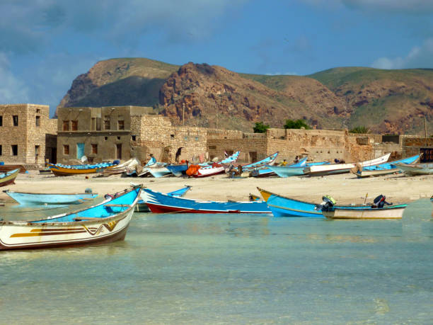 Fishing boats in a tropical lagoon