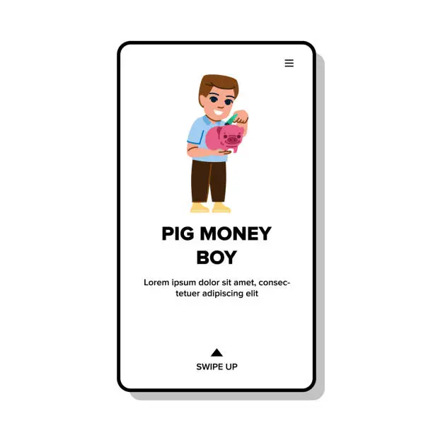 Vector illustration of child pig money boy vector